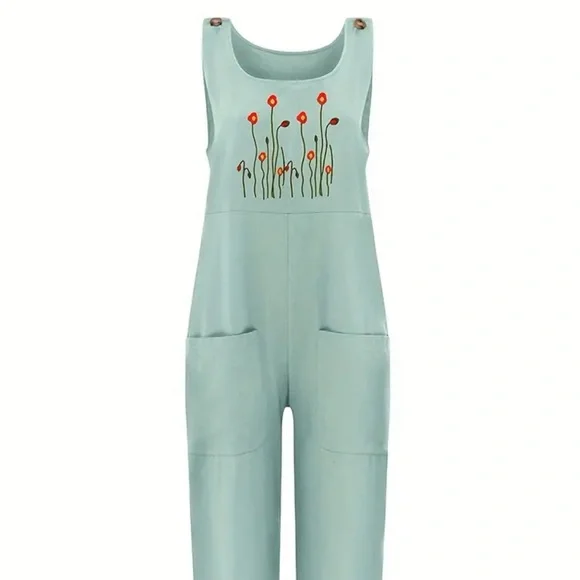 NEW GREEN LINEN ROMPER SIZE MEDIUM - Picture 5 of 9